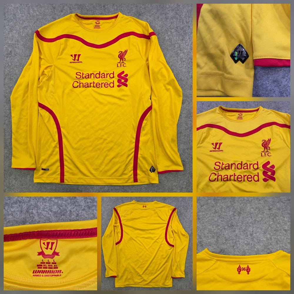 Liverpool Jersey Mens XL Yellow Soccer Warrior Long Sleeve 2014/15 Away LFC
